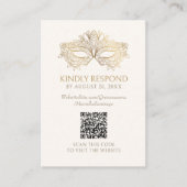 Maskermasker Quinceanera QR RSVP Informatiekaartje (Voorkant)