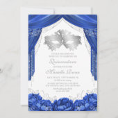 Maskermasker Royal Blue Quinceanera Kaart (Voorkant)