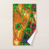 Maskerpartij of carnaval van verf, oranje en groen bad handdoek (Handdoek)