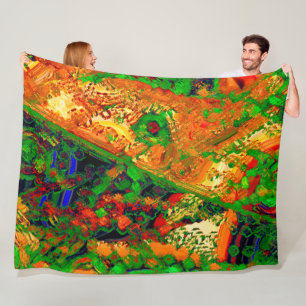Maskerpartij of carnaval van verf, oranje en groen fleece deken