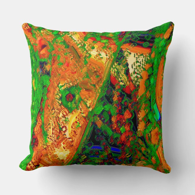 Maskerpartij of carnaval van verf, oranje en groen kussen (Voorkant)