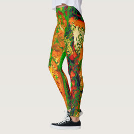 Maskerpartij of carnaval van verf, oranje en groen leggings