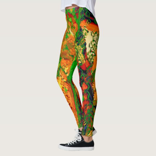 Maskerpartij of carnaval van verf, oranje en groen leggings (Links)