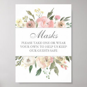 Maskers Covid Safety Elegant Floral Wedding Poster