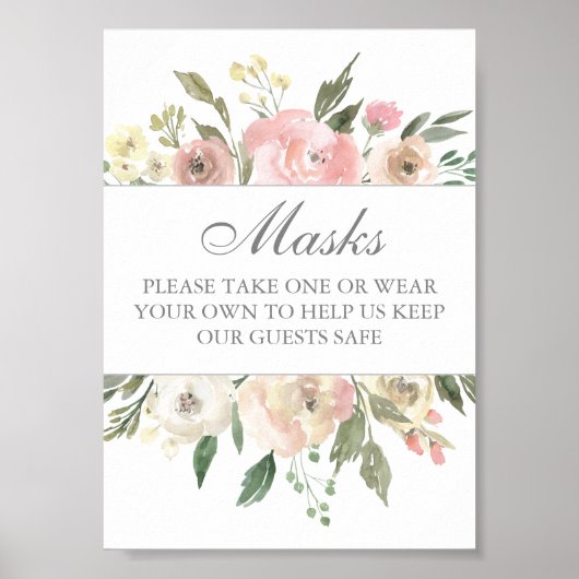 Maskers Covid Safety Elegant Floral Wedding Poster (Voorkant)