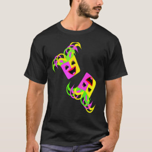 Maskers die lachen met levendige kleuren t-shirt