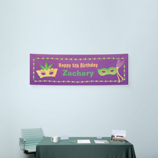 Maskers en kralen Mardi Gras Birthday Party Banner (Beurs)