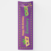 Maskers en kralen Mardi Gras Birthday Party Banner (Verticaal)