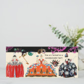 MASKERS EN ROCOCO-DAME MARDI GRAS MASKERBAL KAART (Staand voorkant)