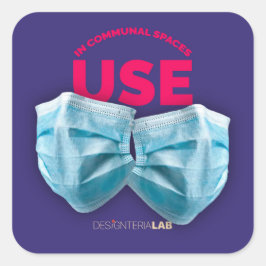 Maskers gebruiken in gemeenschappelijke ruimten vierkante sticker