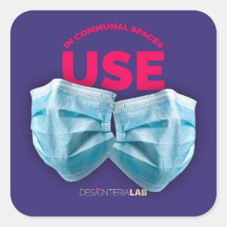 Maskers gebruiken in gemeenschappelijke ruimten vierkante sticker