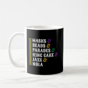 Maskers Kralen Parades King Cake Jazz Nola Mardi G Koffiemok