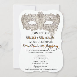 Maskers & Mocktails Gouden Maskerade Verjaardag Kaart