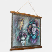 Maskers van de Tapestry van Venetië Hangend Wandkleed (Gebogen)