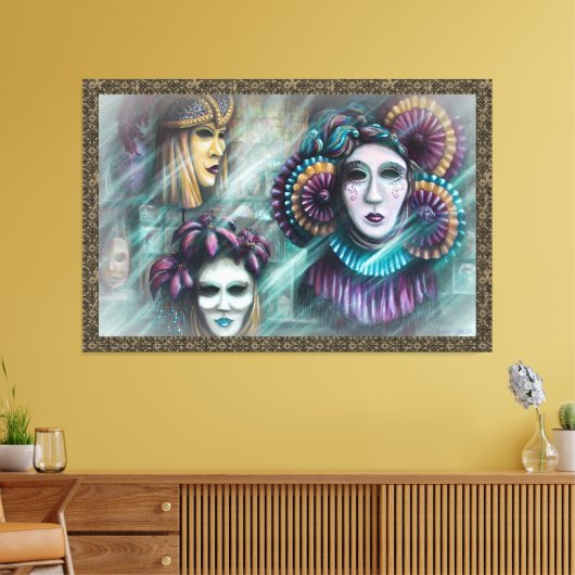Maskers van Venetië Canvas Afdruk (Insitu (Woonkamer))