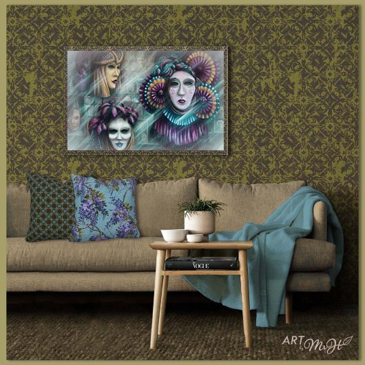 Maskers van Venetië Canvas Afdruk