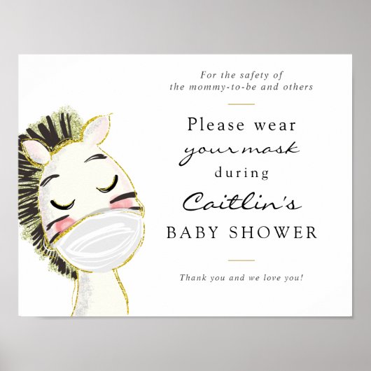 Maskers vereist Baby Shower Sign Poster (Voorkant)