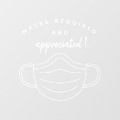 Maskers Vereist en Gecumuleerd moderner gezichtsma Raamsticker (Vel)