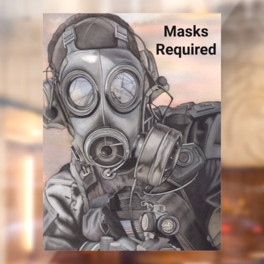 Maskers vereist Prepper Gasmask Store-venster Cali Raamsticker (Vel 2)