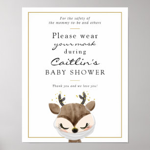 Maskers Vereiste Baby Woodland Deer Shower Sign Poster