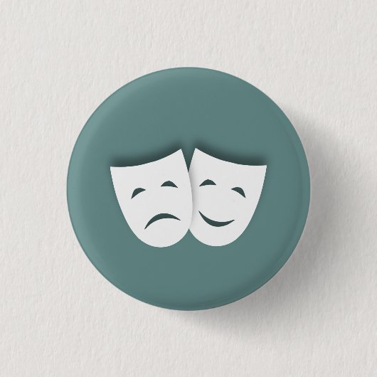 Maskers voor komedie en tragedie ronde button 3,2 cm (Voorkant)