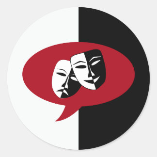 Maskers voor komedie en tragedie ronde sticker