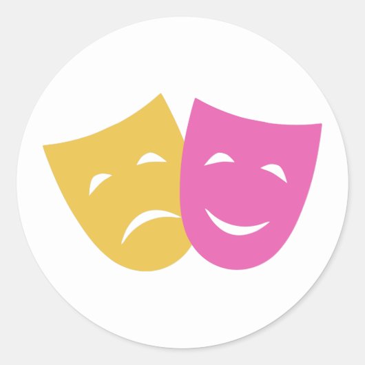 Maskers voor komedie en tragedie ronde sticker (Voorkant)