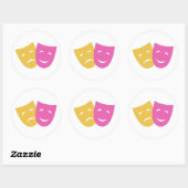 Maskers voor komedie en tragedie ronde sticker (Vel)