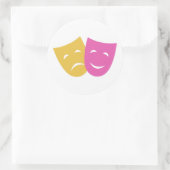Maskers voor komedie en tragedie ronde sticker (Tas)