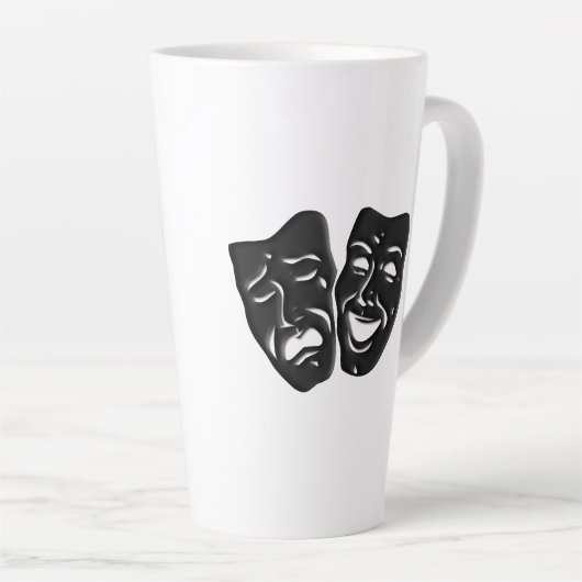 Maskers voor komedie en tragedie-theater latte mok (Rechterhoek)