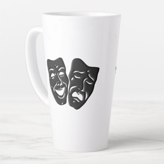 Maskers voor komedie en tragedie-theater latte mok (Linkerhoek)