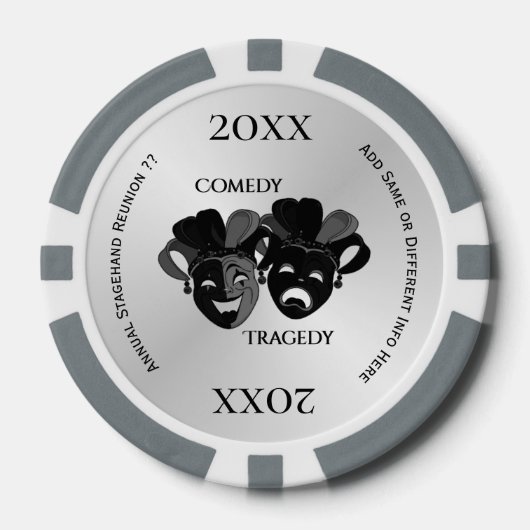 Maskers voor komedie en tragedie-theater poker chips (Voorkant)