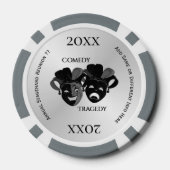 Maskers voor komedie en tragedie-theater poker chips (Achterkant)