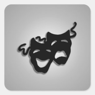 Maskers voor komedie en tragedie-theater vierkante sticker