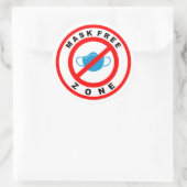 Maskervrije zone ronde sticker (Tas)