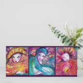 MASKS IN RED BLUE YELLOW Venetian Masquerade Party Kaart (Staand voorkant)