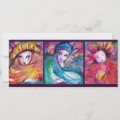 MASKS IN RED BLUE YELLOW Venetian Masquerade Party Kaart (Voorkant)