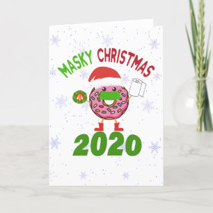 Masky Christmas Donut Santa Quarantine Christmas Feestdagen Kaart