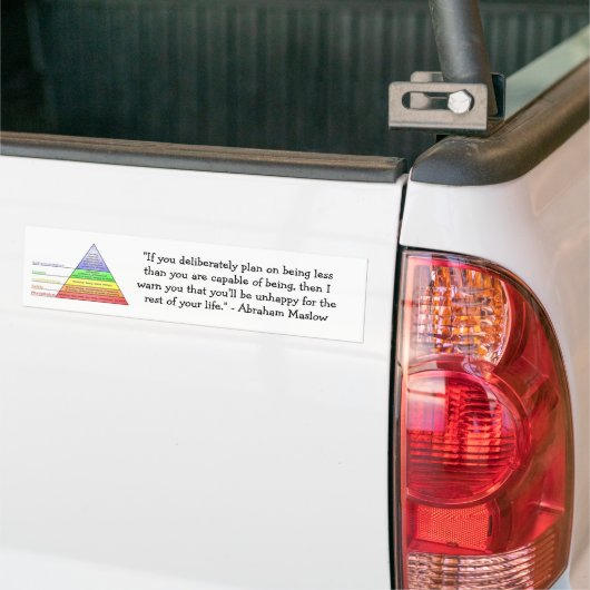 Maslow's hiërarchie van behoeften bumpersticker (Op Truck)