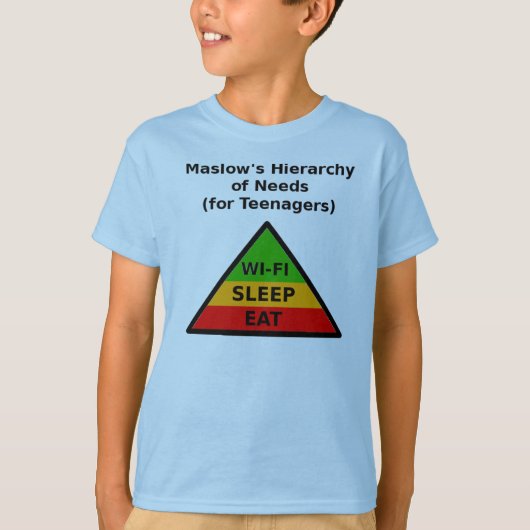 Maslow's hiërarchie van behoeften (voor tieners) t-shirt (Voorkant)