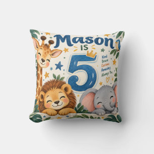Mason 5e verjaardag safari kussen