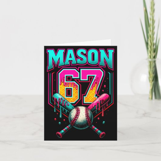 Mason 67 Funny Ice Cream Drip Baseball Ice Cream D Kaart (Voorkant)