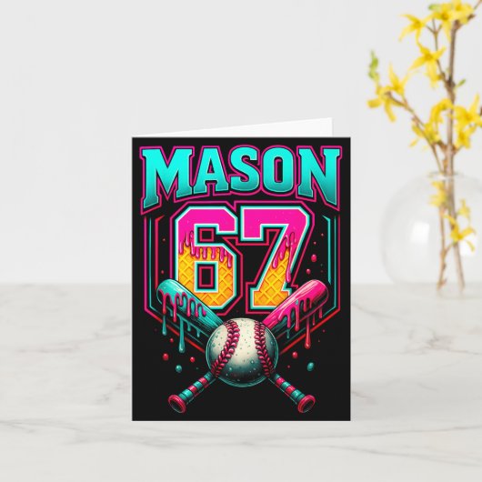 Mason 67 Funny Ice Cream Drip Baseball Ice Cream D Kaart (Gele Bloem)