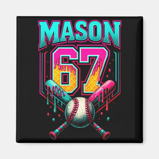 Mason 67 Funny Ice Cream Drip Baseball Ice Cream D Magneet (Voorkant)