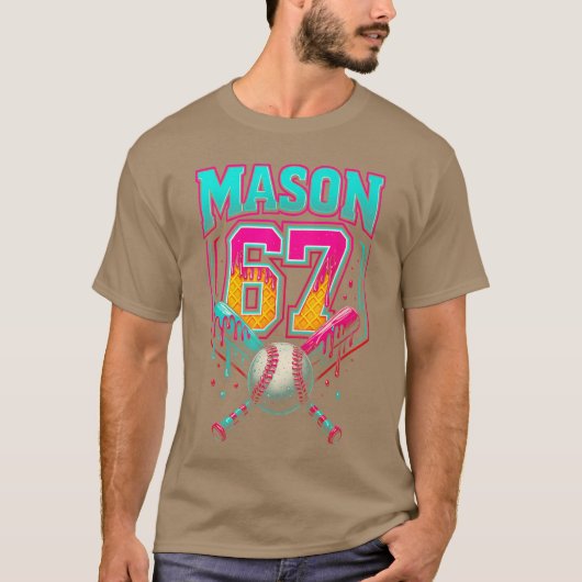 Mason 67 Funny Ice Cream Drip Baseball Ice Cream D T-shirt (Voorkant)