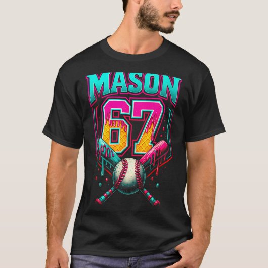 Mason 67 Funny Ice Cream Drip Baseball Ice Cream D T-shirt (Voorkant)