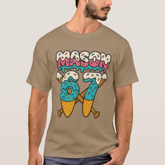 Mason 67 Funny Ice Cream Drip Baseball Meme Design T-shirt (Voorkant)