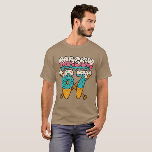 Mason 67 Funny Ice Cream Drip Baseball Meme Design T-shirt (Voorkant volledig)