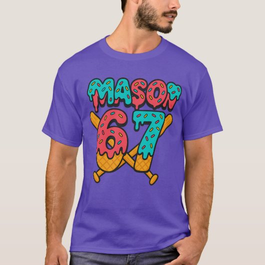 Mason 67 Funny Ice Cream Drip Baseball Meme Design T-shirt (Voorkant)