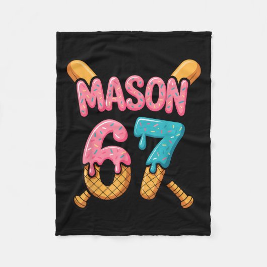 Mason 67 Ice Cream Drip Baseball  Fleece Deken (Voorkant)